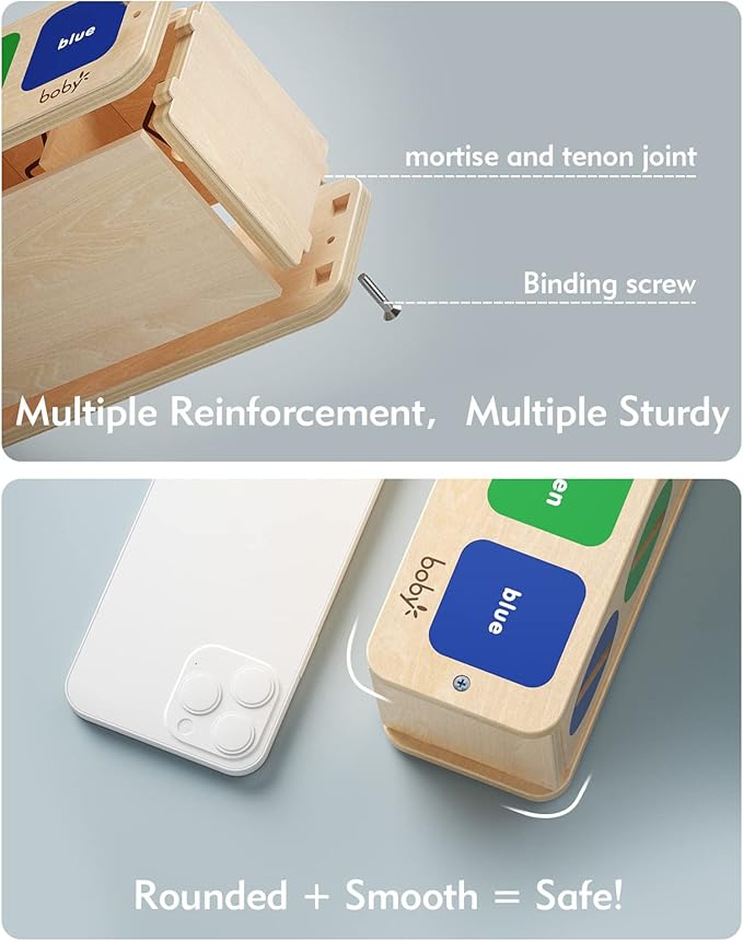 Boby Montessori Sorting Toys for Toddlers 1-3 Year Old, Wooden Color & Shape Sorter Box for Boy Girl Kids Birthday Gifts, Toddler Sensory Learning & Education Toys Age 1-2-3-4 Baby 12-18 Months