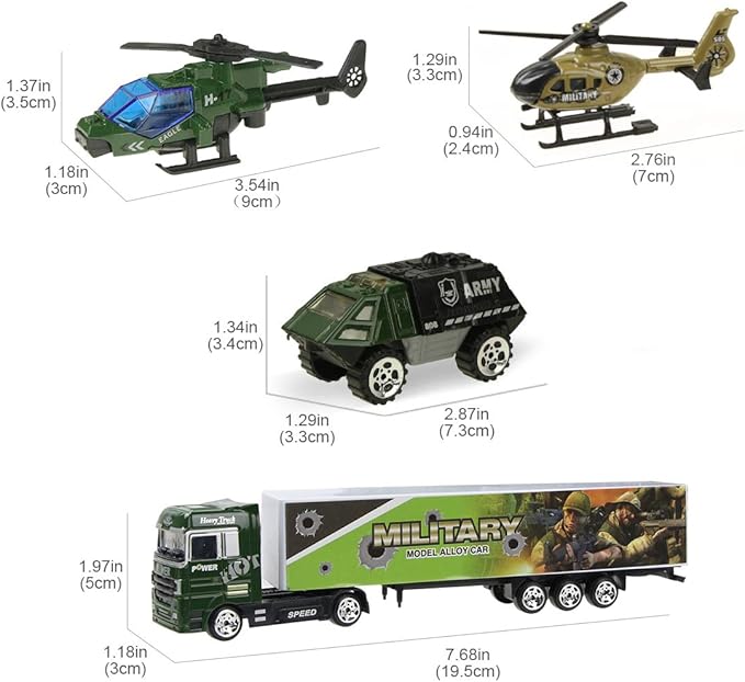 Jenilily Army Toys Cars for Boys Tank Military Truck Vehicle 3 4 5 6