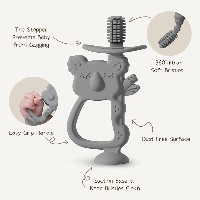 Moonkie Teething Toy, Safe & Easy to Hold BPA Free Silicone Teethers 360° Baby 6-12 Months