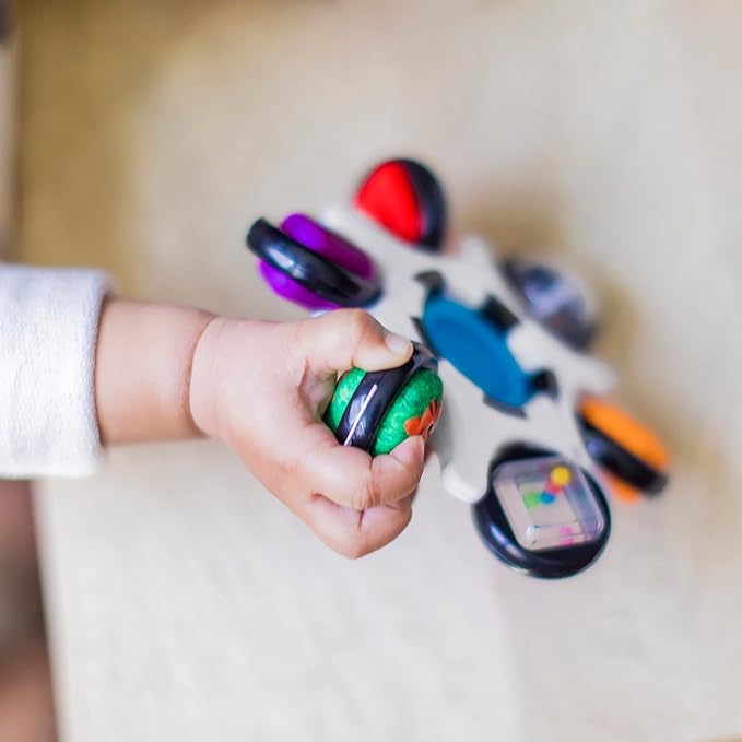 Baby Einstein Curiosity Clutch Fidget Sensory Toy and Pop It Rattle, BPA Free Infant Teether 3 Months+,