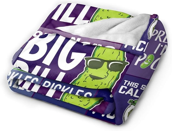 Custom Pickle Blanket with Name for Women Men, Personalized Cute Pickle Themed Design Printed Throw Blankets for Teens Adults Couch Bed, Giftable Blanket, 60"x 80"