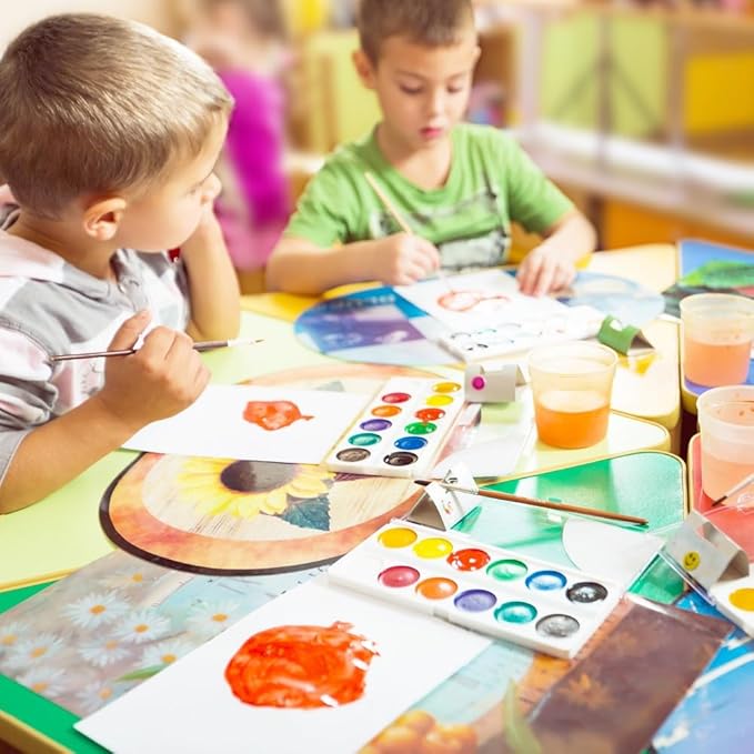 U. S. Toy Mini Kids Painting Set, Bulk Paint Pallets with Paintbrushes, 5 Colors, Individually Polybagged, Art Party Favors, Bulk Art Classroom Supplies, 12-Pack