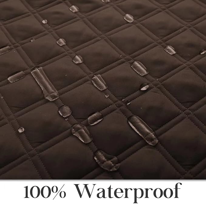 TOMORO Non-Slip Quilted Recliner Cover, 100% Waterproof Recliner Chair Slipcover Furniture Protector with Pockets, Washable Couch Cover with Elastic Straps for Kids and Pets,23 Inch