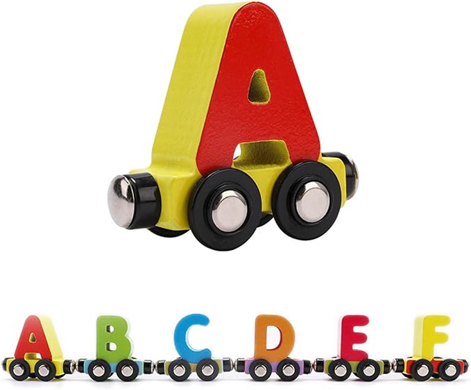 Wondertoys 27 PCS Wooden Alphabet Train Toy Wooden Magnetic Alphabet 1 Engine