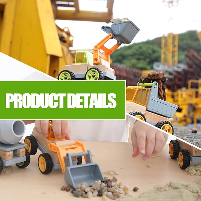 Wooden Construction Truck Mini Simulation Engineering Vehicles for Boys and 3 +