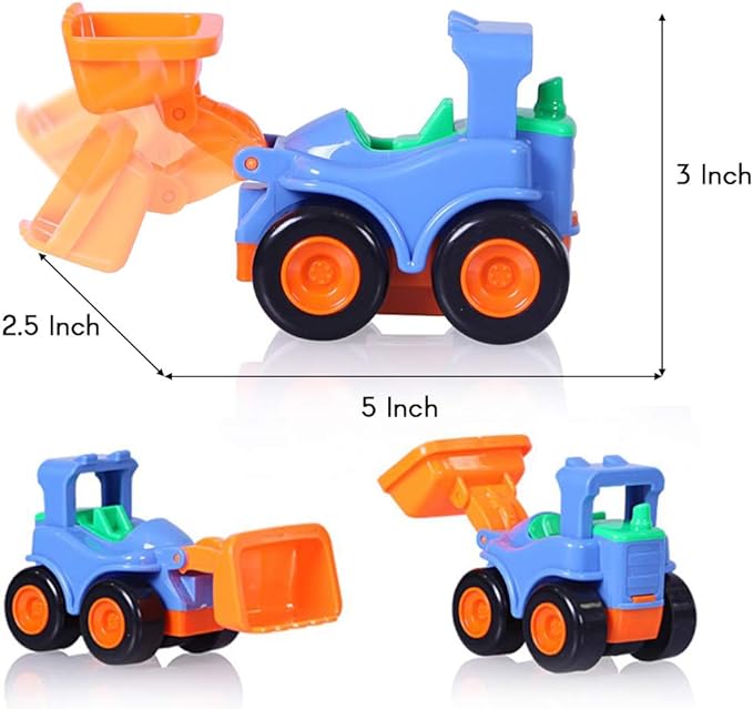 Beestech Toy Cars for 2 3 4 5 Year Old Boys Girls Toddlers, Friction Powered Construction Truck Toys 4 Pack