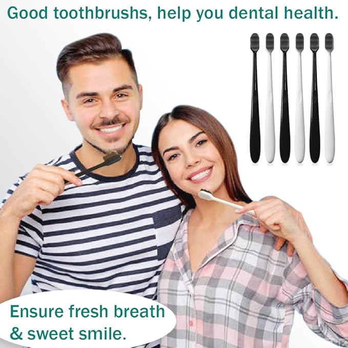GoldDawn Extra Soft Toothbrush for Sensitive Teeth and Gums, Micro Fur Manual Toothbrush with 20000 Ultra Soft Bristle, Excellent Cleaning Effect, Perfect for Adults & Kids (6 Pack Gray Bristles)