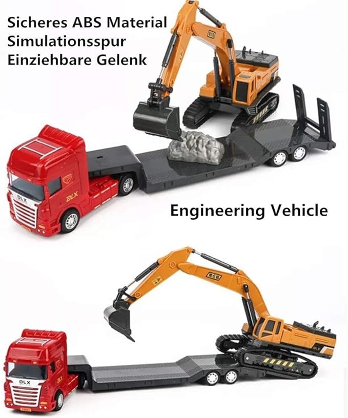 ZUKULIFE Construction Truck Toy Set Vehicles Site Playset, Flatbed Truck Excavator 3 4 5 6