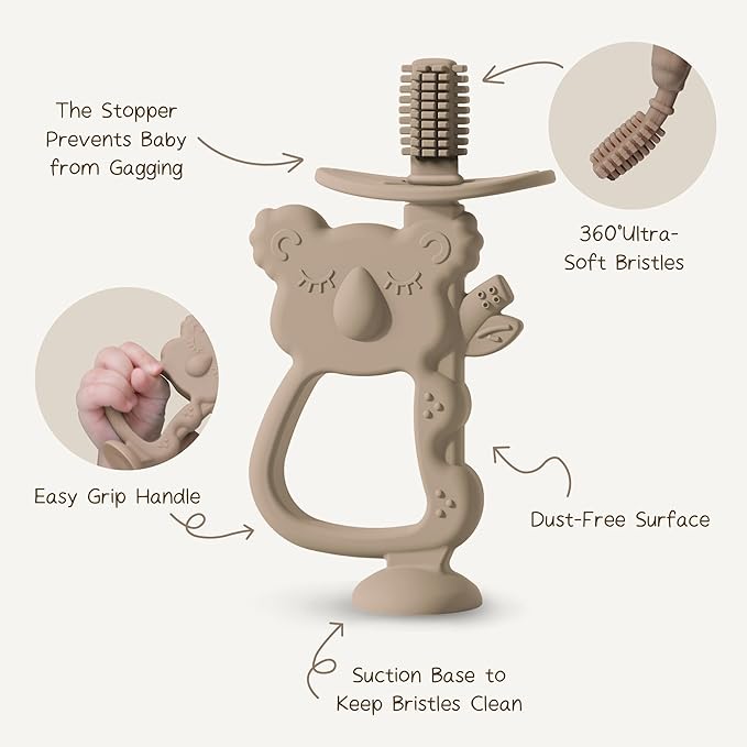 Moonkie Teething Toy Set of 2, Safe & Easy to Hold BPA Free Silicone Teethers 360° Baby 6-12 Months