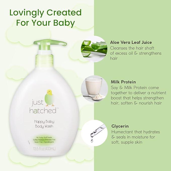 Happy Baby Body Wash Multi-Pack - Gentle Bath + Body Cleanser, Huggable Yummy Fragrance for Newborns 13.5 fl (2 Pack)