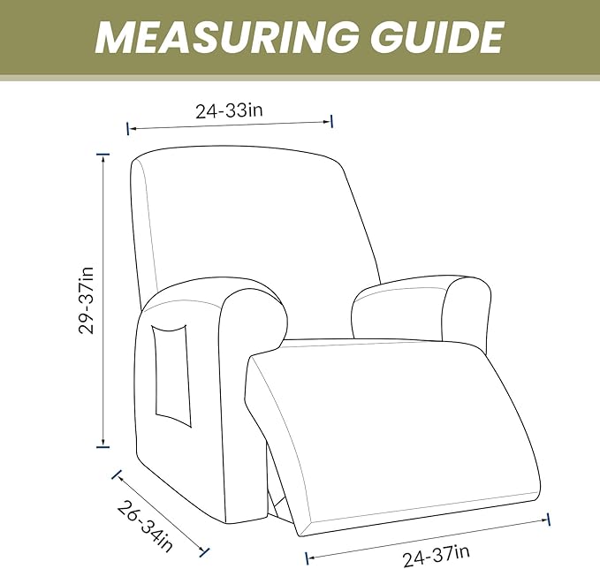 AZON Velvet Stretch Recliner Chair Cover,1-Piece Washable Recliner Couch Cover with Elastic Furniture Protector for Pets, Kids(Recliner, Camel)