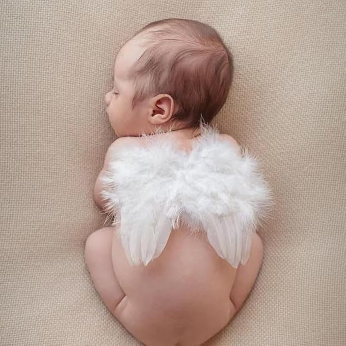 Holibeat 2PCS 0-6M Baby Angel Feather Wings Newborn Photo Props