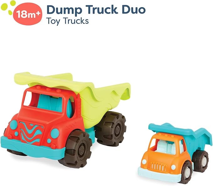 B. toys- B. play- Dump Truck Duo- Vehicles- Pretend Play Trucks for Toddlers- Big 20" Truck & Small Truck – Classic Toys for Toddlers, Kids 18 Months