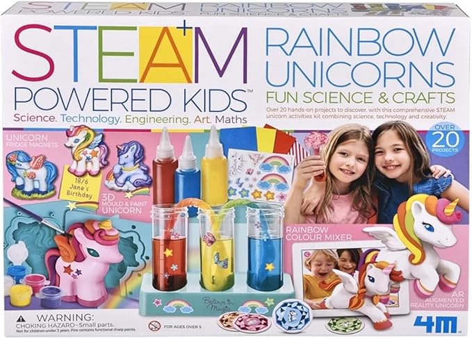 4M | STEAM Powered Kids | Rainbow Unicorns | Giant Unicorn Themed Arts and Crafts and STEM Projects Kit | Kids Ages 5+, Pink