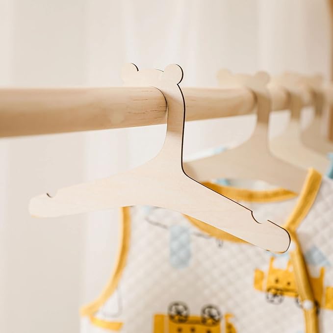 20 Pcs Kids Wooden Hangers,9'' Kids Baby Toddler Children Wooden Hangers,for Clothes & Pants,Baby Children Wooden Hangers