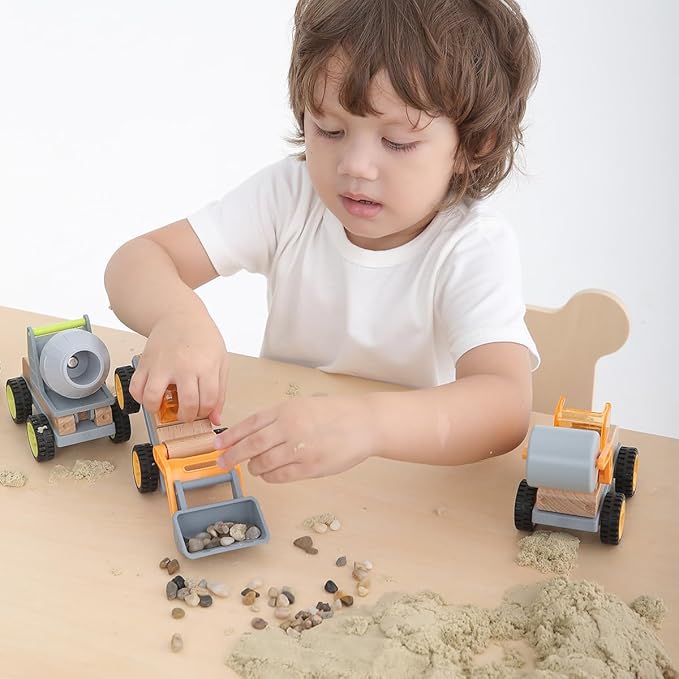 Wooden Construction Truck Mini Simulation Engineering Vehicles for Boys and 3 +