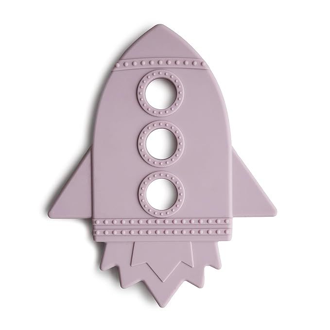 mushie Silicone Baby Teether Toy | Rocket (Soft Lilac)