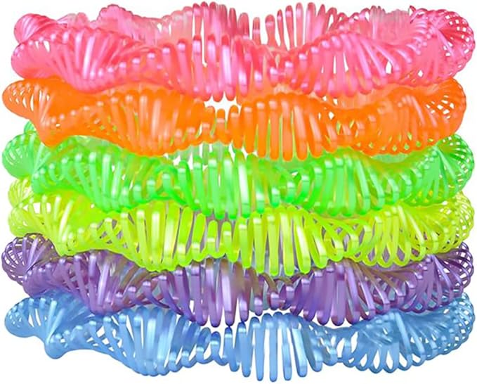 The Dreidel Company Neon Twist Coil Spring Bracelet, Circle Shaped Coils, Neon Colors Magic Spring Toy, Party Favor for Kids, Girls, Boys (12-Pack)