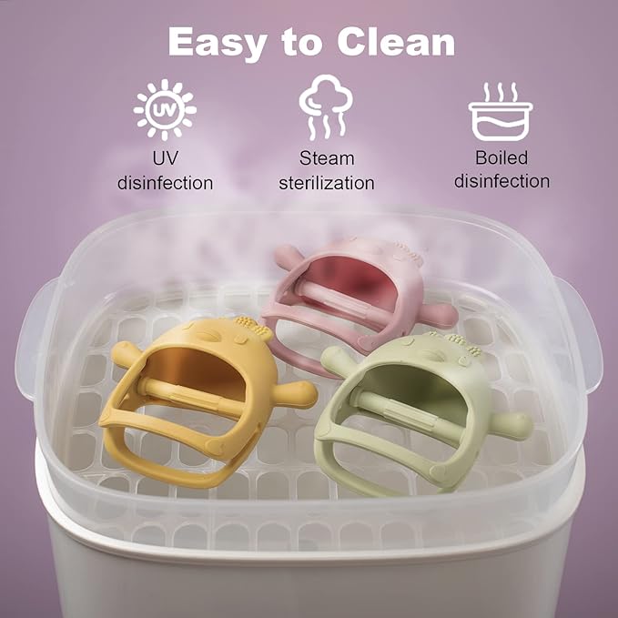 Silicone Baby Teether Toy ,Dust-Proof Infants Chew Toys & Soothing Pacifier 2-in-1,Anti-Dropping Silicone Baby Wrist Teether Soothing Pacifier(1 Packs)