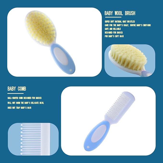 Baby Grooming Kit, Baby Essentials for Newborns (10 in 1) (Blue)