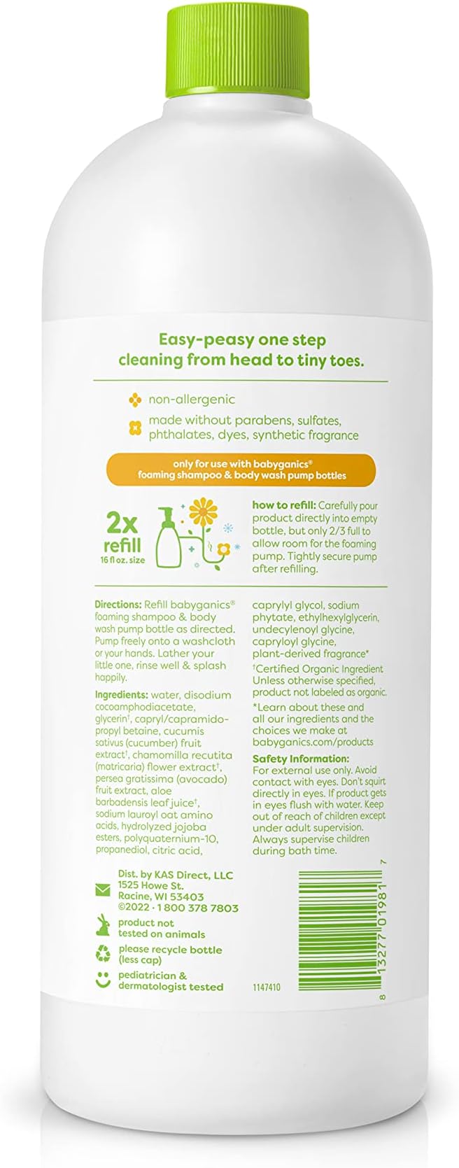 Babyganics Shampoo and Body Wash Refill, Chamomile Verbena 32 Fl 2)