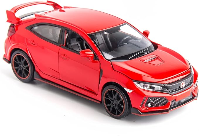 Compatible for 1:32 Diecasting Alloy Honda Civic Type-R Car Model Toy Car,Pull Back Alloy Car with Lights and Sound, Open Door Cars for Kids Ages 3-5
