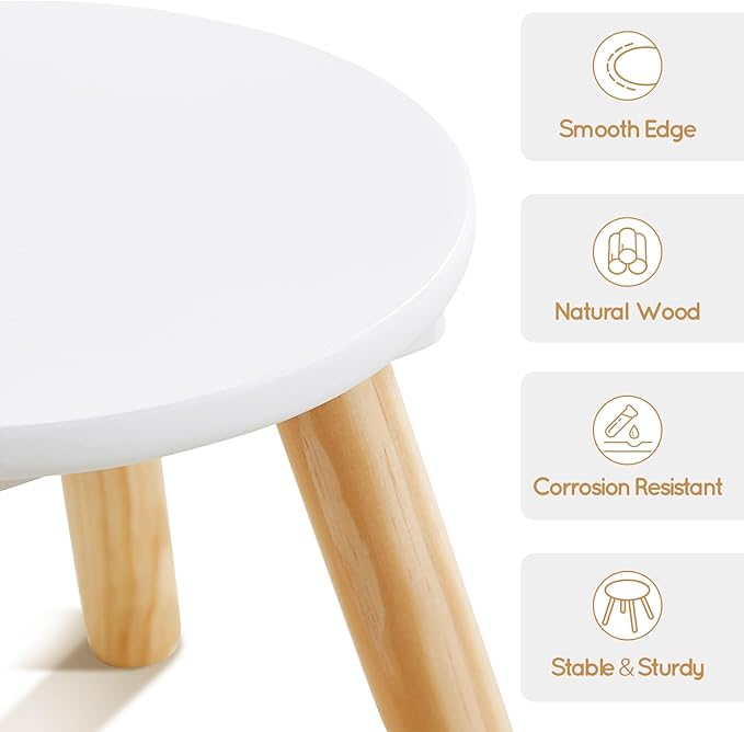 Beright Wooden Step Stool for Kids, Children's Stool Perfect Matched Sensory Table, 9 Inch Sturdy Sitting Stool with Assembled Four-Legged, 2 Pack