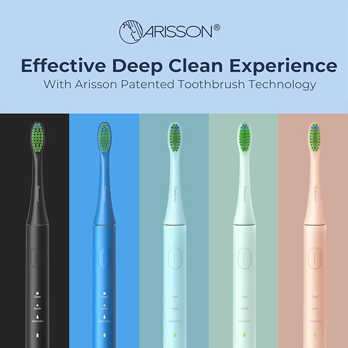 ARISSON Sonic Electric Toothbrush for Adults and Kids, 40,000 VPM Power Toothbrush, 1.5H Fast Charge Ultrasonic Electric Toothbrushes with 2 Minutes Smart Timer, 1.6 Oz Travel Toothbrush, Desert Sand