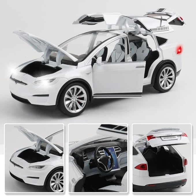 1:24 Scale Tesla Model X Alloy Car Model Diecast Toy Vehicles for Kids, Tesla car Model,Pull Back Alloy Car with Lights and Music Girls.(1:24 Model