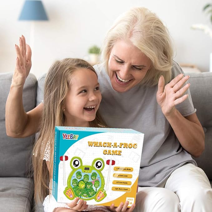 YEEBAY Whack A Frog Game with 2 Hammers, Toddler Early Developmental Learning Toy, Fun Birthday Gift for Kids Age 2+, Toys for 2 3 4 Year Old Boys Grils