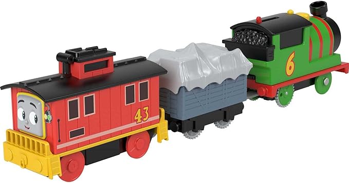 Thomas & Friends Motorized Toy Train Percy Engine & Brake Car Bruno Rail Vehicle for Preschool Pretend Play Kids Ages 3+ Years