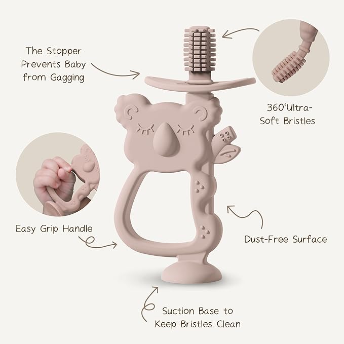 Moonkie Teething Toy Set of 2, Safe & Easy to Hold BPA Free Silicone Teethers 360° Baby 6-12 Months