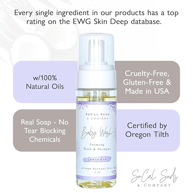 SoCal Suds & Company - Organic Foaming Baby Wash & Shampoo 6oz, 2-Pack