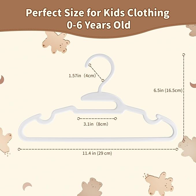 U-Shape Kids Hangers, Plastic Baby Clothes Hangers, 11.4inch Toddler Hangers with Protect Collar Non-Distorting from Stretching, 40 Pack Baby Hangers for Infants,Children Closets, White