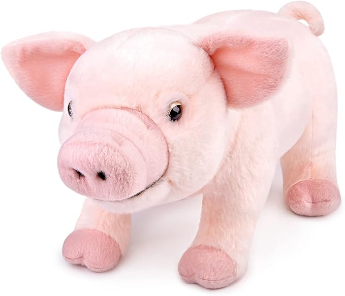 ZHONGXIN MADE Simulation Pink Pig Plush Toy - Cute 14inch Pig Stuffed Animal Toys, Soft Pig Pillow, Lifelike Pig Plushie Toys Hugging Pillow Gifts for Kids