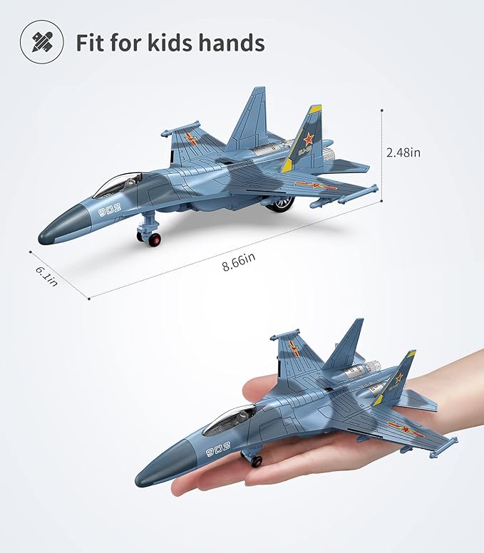 Geyiie Airplane Toy for Boys, Metal Plane Vehicle Playset 3 4 5 6