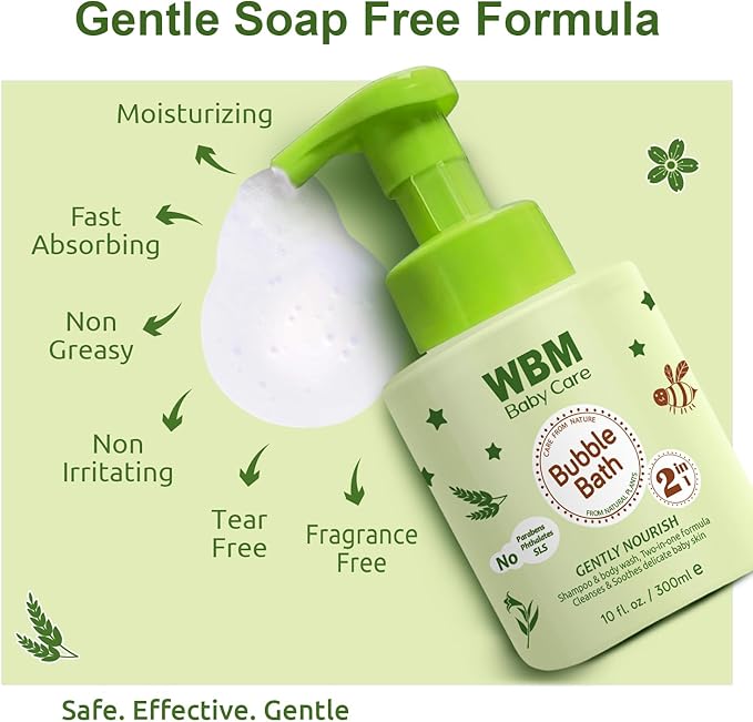 WBM Baby Shampoo and Body Wash, Baby Soap Pump Bottle For Gentle Protection 10 Fl 3)