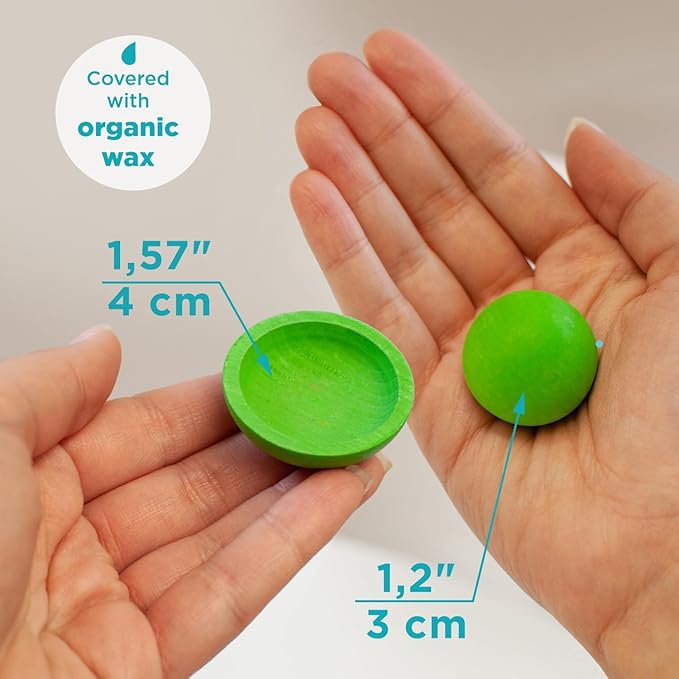 Ulanik Balls on Plates Toddler Montessori Toys for 1+ Year Old Kids Wooden Matching Game for Learning Color Sorting and Counting β 12 Balls, 1.18 in