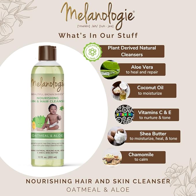 Beautiful Brown Babies Nourishing Gentle Baby Skin and Hair Cleanser, Sulfate- 12 oz