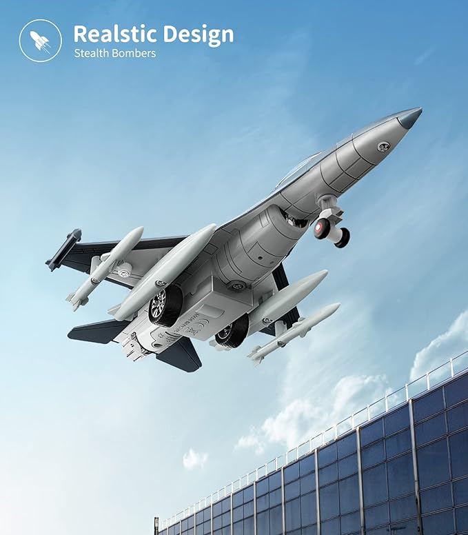 Geyiie Airplane Toys for Kids, Army Fighter Jet Diecast Plane Toys Helicopter for Boys Grils 3-8 gifts