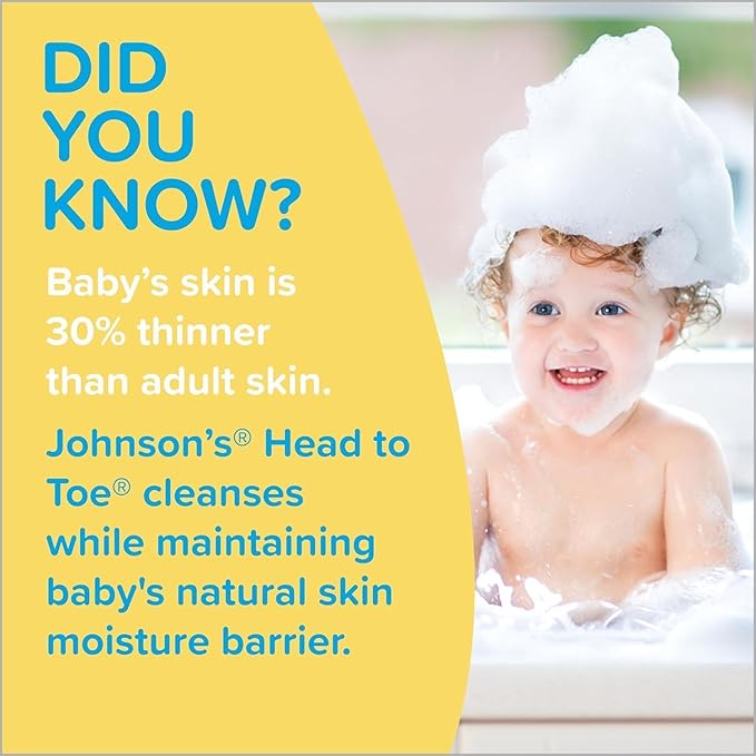 Johnson's Baby Head to Toe Baby Bath Starter Kit, Hypoallergenic Wash & Shampoo for Baby's Sensitive Skin & Hair 27.1 fl. 33.8 fl.