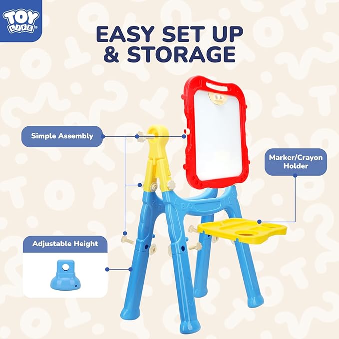 STEAM Life Easel for Kids Art Easel for Toddler Easel - 4in1 Double-Sided Large Magnetic Board Kids Chalkboard Easel Drawing White Board for Kids Magnetic Letters & Numbers Christmas Gifts for Kids