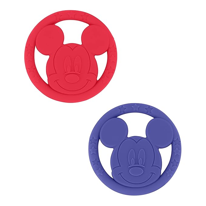 Cudlie Disney Silicone Teether Toy Set for Infants, Food Grade and BPA Free Teethers for Babies 6-12 Months 2-Pack Teether