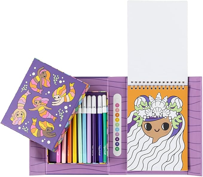 Tiger Tribe: Color by Numbers - Mermaids & Friends - Activity Set, Themed Coloring Pages, Markers, Color A Number at A Time, Kids Ages 5+
