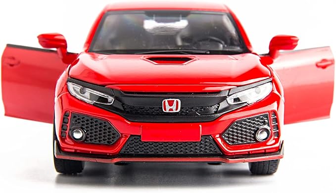 Compatible for 1:32 Diecasting Alloy Honda Civic Type-R Car Model Toy Car,Pull Back Alloy Car with Lights and Sound, Open Door Cars for Kids Ages 3-5