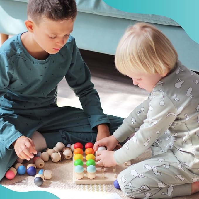 Ulanik Mushroom Glade Toddler Montessori Toys for 3 Year Old + Kids Wooden Mushrooms Game for Learning Color Sorting and Counting Preschool Education β 25 pcs