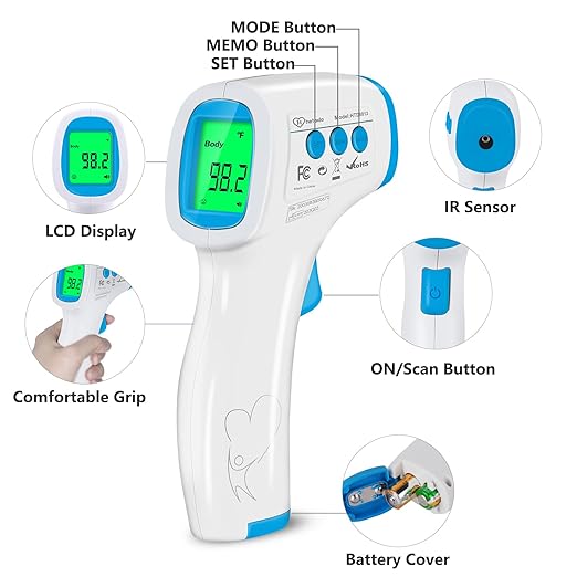 Digital Thermometer for Adults and Kids, No Touch Forehead Thermometer for Baby 2 in 1 Body