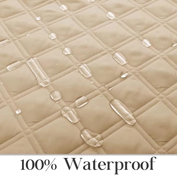 TOMORO Non-Slip Quilted Recliner Cover, 100% Waterproof Recliner Chair Slipcover Furniture Protector with Pockets, Washable Couch Cover with Elastic Straps for Kids and Pets,23 Inch