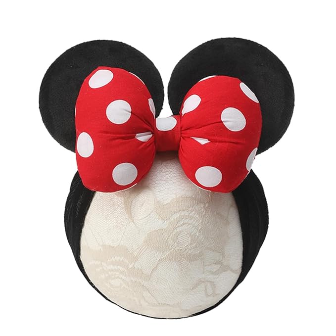 JIAHANG Baby Girl Mouse Ears Turban Headband with 3D Bow, Wide Hairband for Newborn Infant Toddler