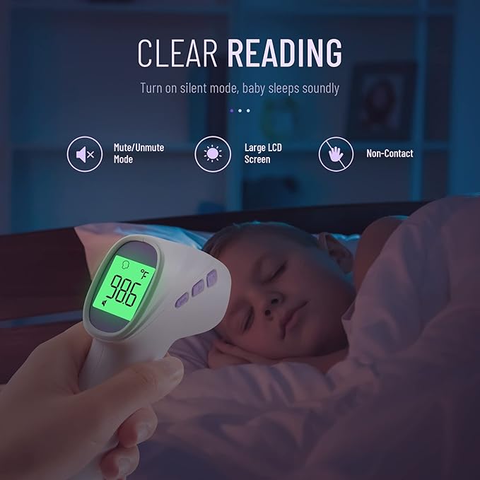 No-Touch Thermometer for Adults and Kids, Digital Thermometer with Fever Alarm